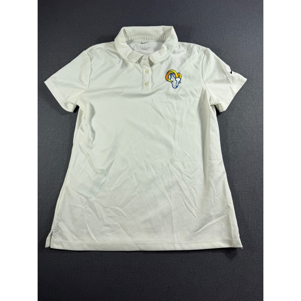 Nike Los Angeles Rams Women White Short Sleeve Polo Shirt Small NFL Football